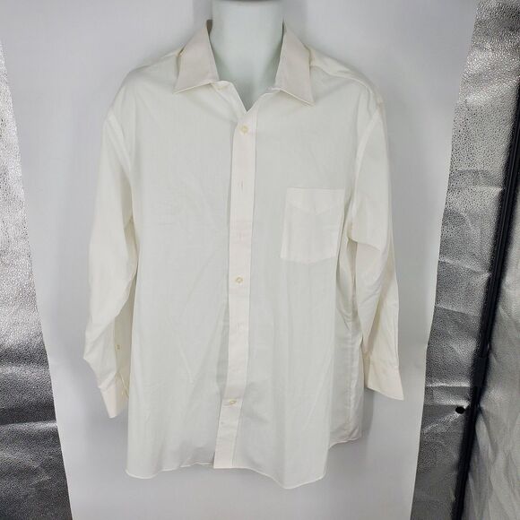 David Taylor Dress Shirt Mens 17.5 32/33 White Long Sleeve Button Front Pocket - Picture 1 of 10